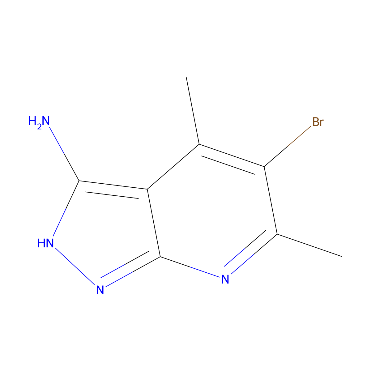 5-Bromo-4,6-dimethyl-1H-pyrazolo[3,4-b]pyridin-3-amine molecular structure, CAS 42951-65-5