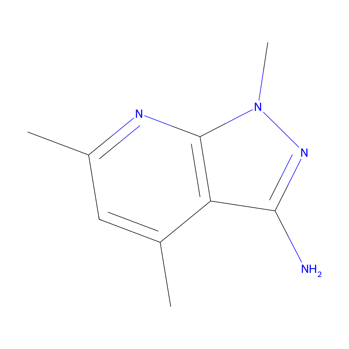 1,4,6-trimethyl-1H-pyrazolo[3,4-b]pyridin-3-amine molecular structure, CAS 42951-66-6