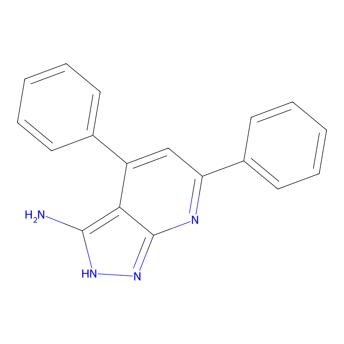 4,6-diphenyl-1H-pyrazolo[3,4-b]pyridin-3-amine molecular structure, CAS 42951-68-8