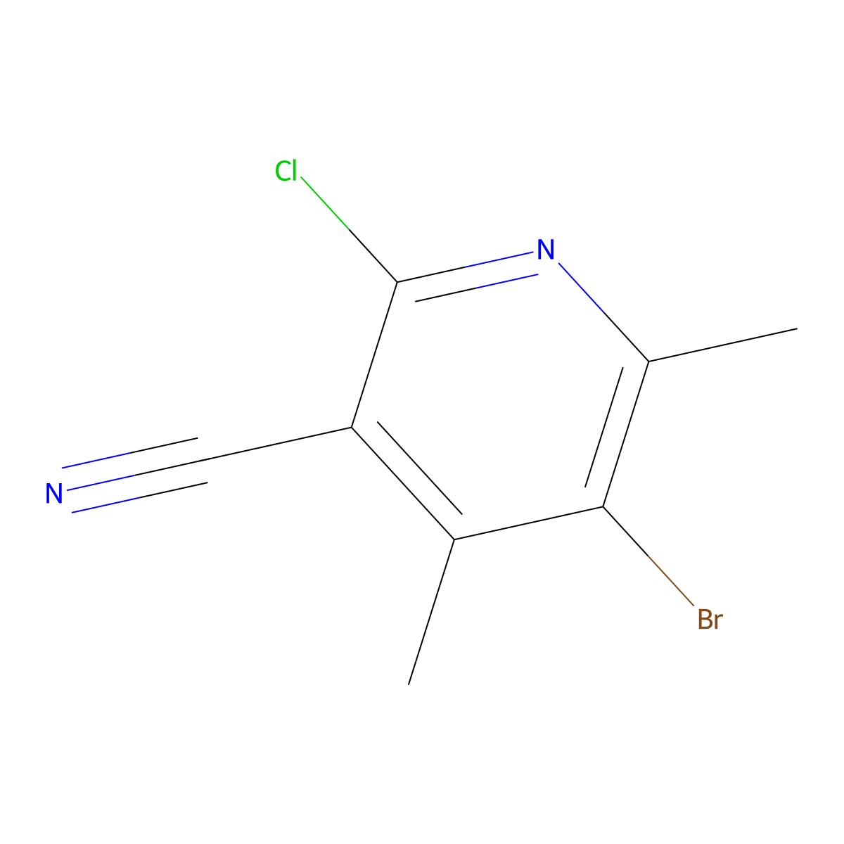 5-Bromo-2-chloro-4,6-dimethylnicotinonitrile molecular structure, CAS 42951-71-3