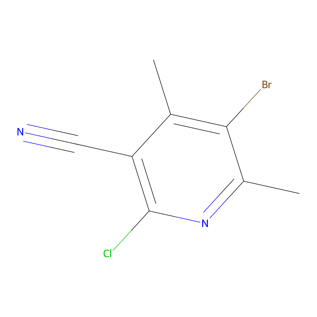 5-Bromo-2-chloro-4,6-dimethylnicotinonitrile molecular structure, CAS 42951-71-3
