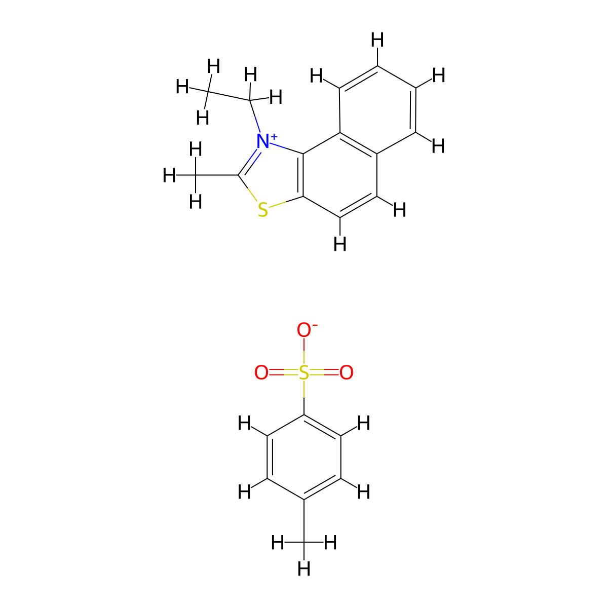 Naphtho[1,2-d]thiazolium, 1-ethyl-2-methyl-, 4-methylbenzenesulfonate (1:1) molecular structure, CAS 42952-29-4