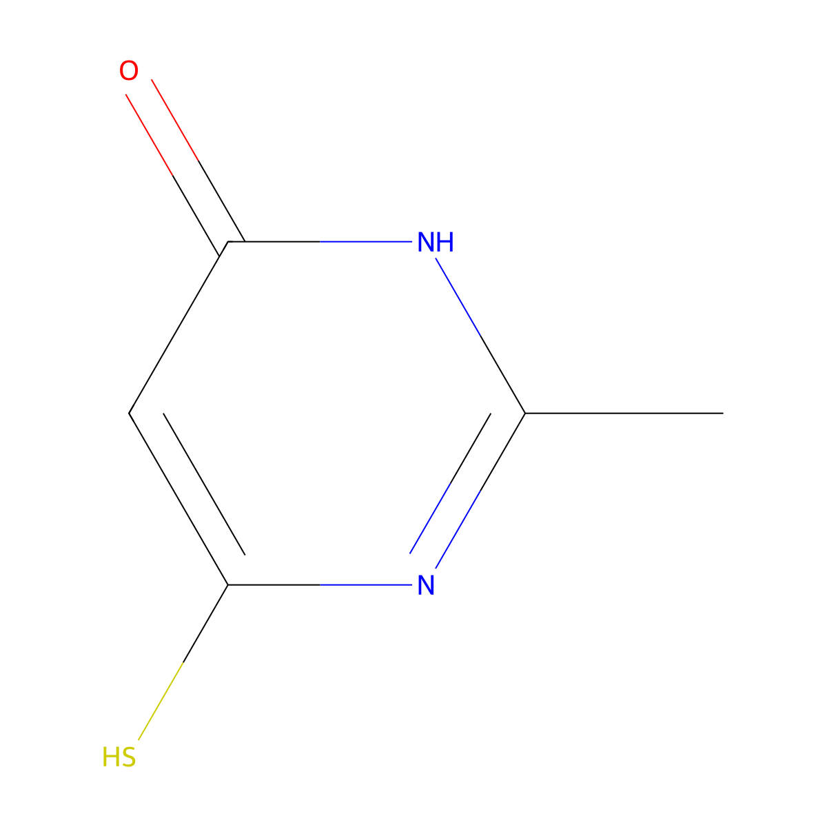 6-Mercapto-2-methyl-4(3H)-pyrimidinone molecular structure, CAS 42956-80-9
