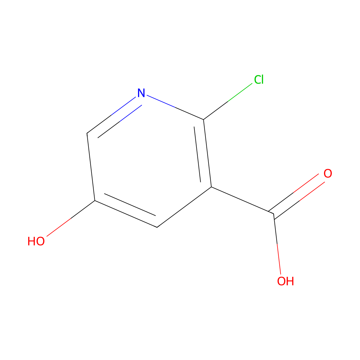 2-Chloro-5-hydroxypyridine-3-carboxylic acid molecular structure, CAS 42959-40-0