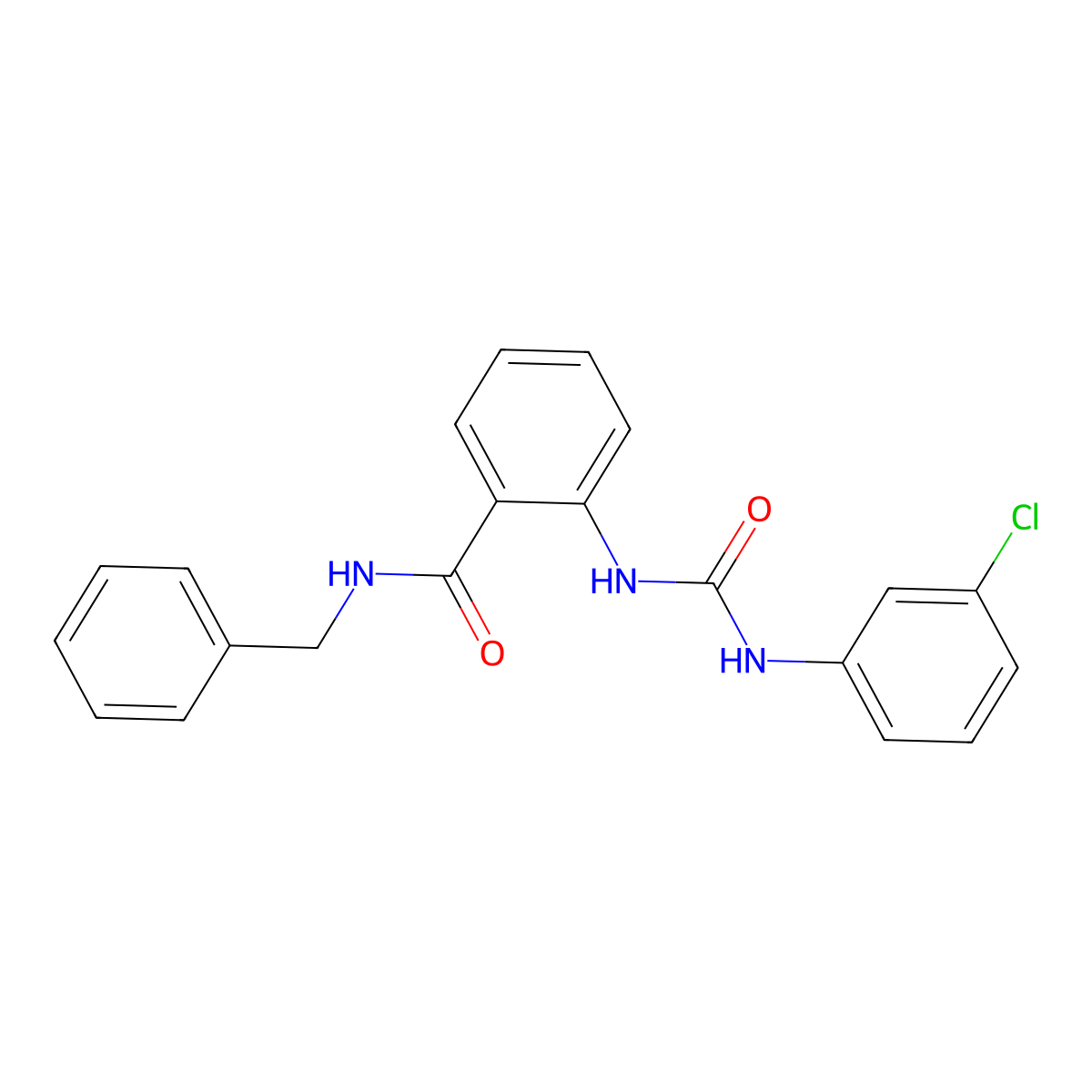 N-benzyl-2-[(3-chlorophenyl)carbamoylamino]benzamide molecular structure, CAS 429620-18-8