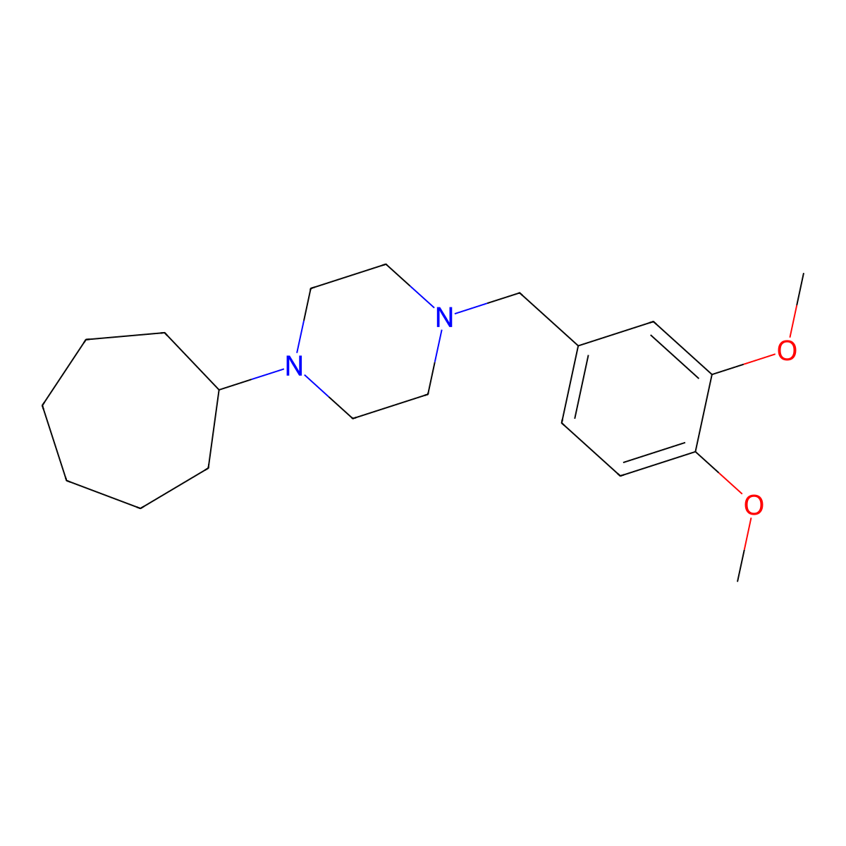 1-Cycloheptyl-4-[(3,4-dimethoxyphenyl)methyl]piperazine molecular structure, CAS 429620-20-2