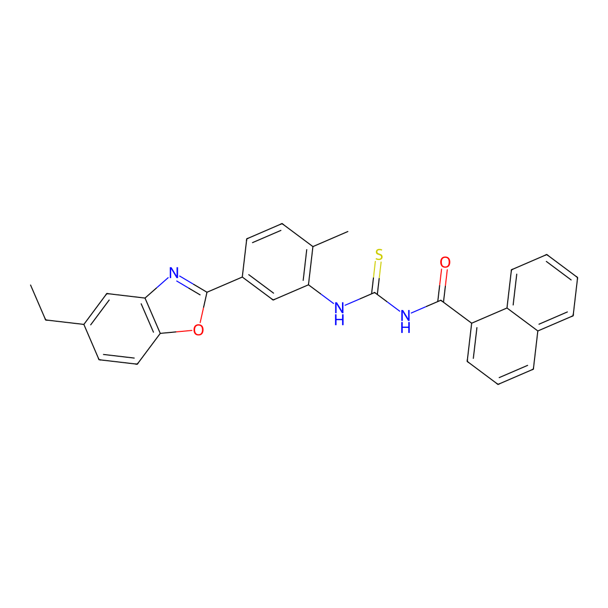 N-[[5-(5-ethyl-1,3-benzoxazol-2-yl)-2-methylphenyl]carbamothioyl]naphthalene-1-carboxamide molecular structure, CAS 429620-33-7