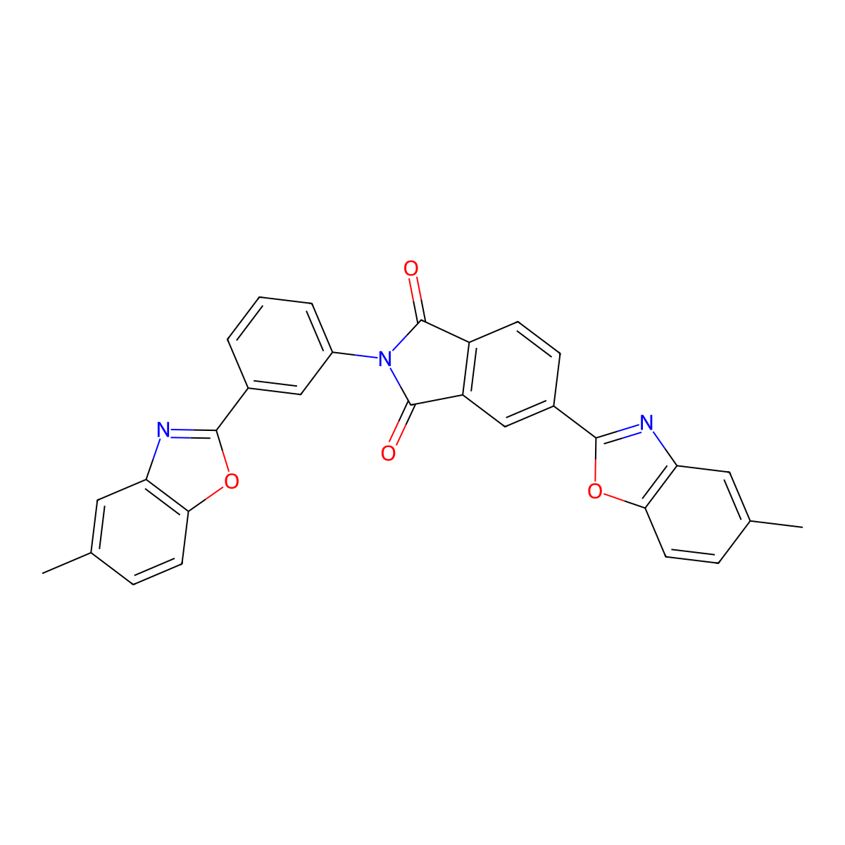5-(5-Methyl-1,3-benzoxazol-2-yl)-2-[3-(5-methyl-1,3-benzoxazol-2-yl)phenyl]isoindole-1,3-dione molecular structure, CAS 429620-34-8