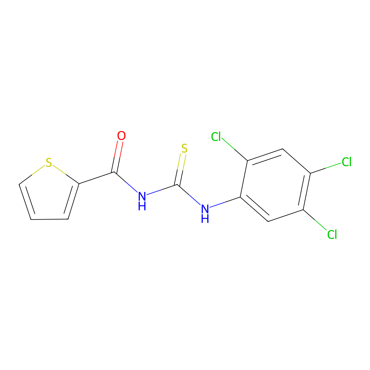 N-[(2,4,5-trichlorophenyl)carbamothioyl]thiophene-2-carboxamide molecular structure, CAS 429620-38-2