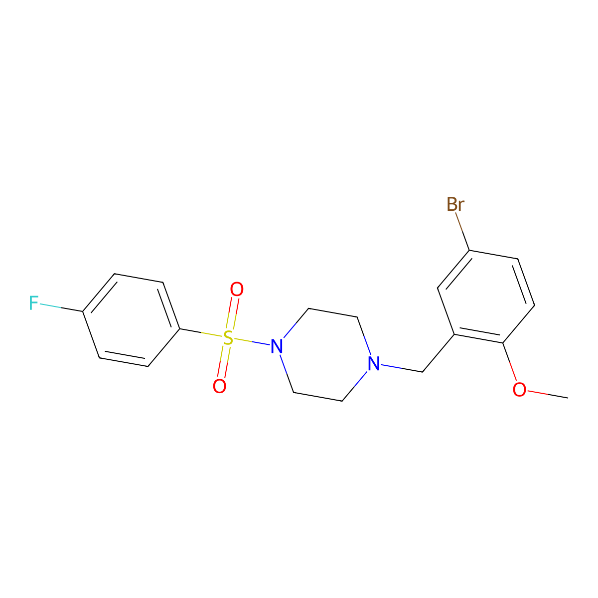 1-(5-Bromo-2-methoxybenzyl)-4-[(4-fluorophenyl)sulfonyl]piperazine molecular structure, CAS 429620-39-3