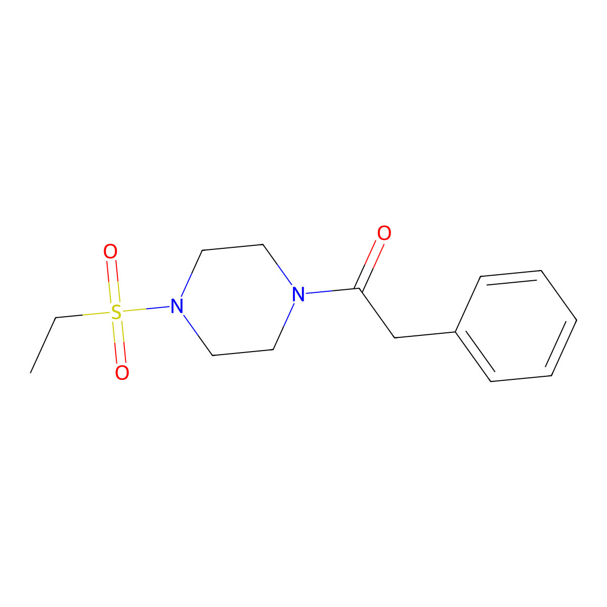 1-(4-Ethylsulfonylpiperazin-1-yl)-2-phenylethanone molecular structure, CAS 429620-40-6