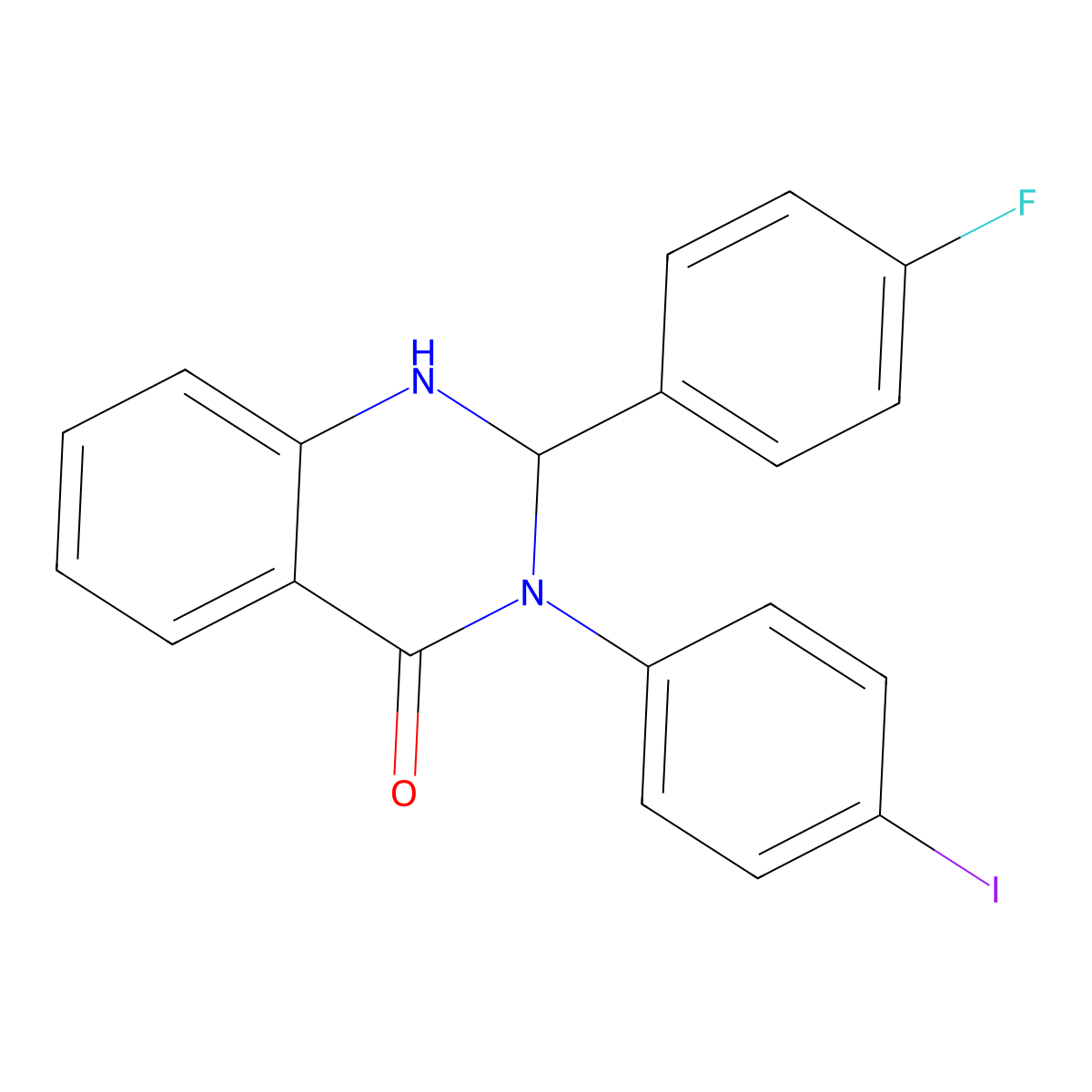 2-(4-Fluorophenyl)-3-(4-iodophenyl)-1,2-dihydroquinazolin-4-one molecular structure, CAS 429620-44-0