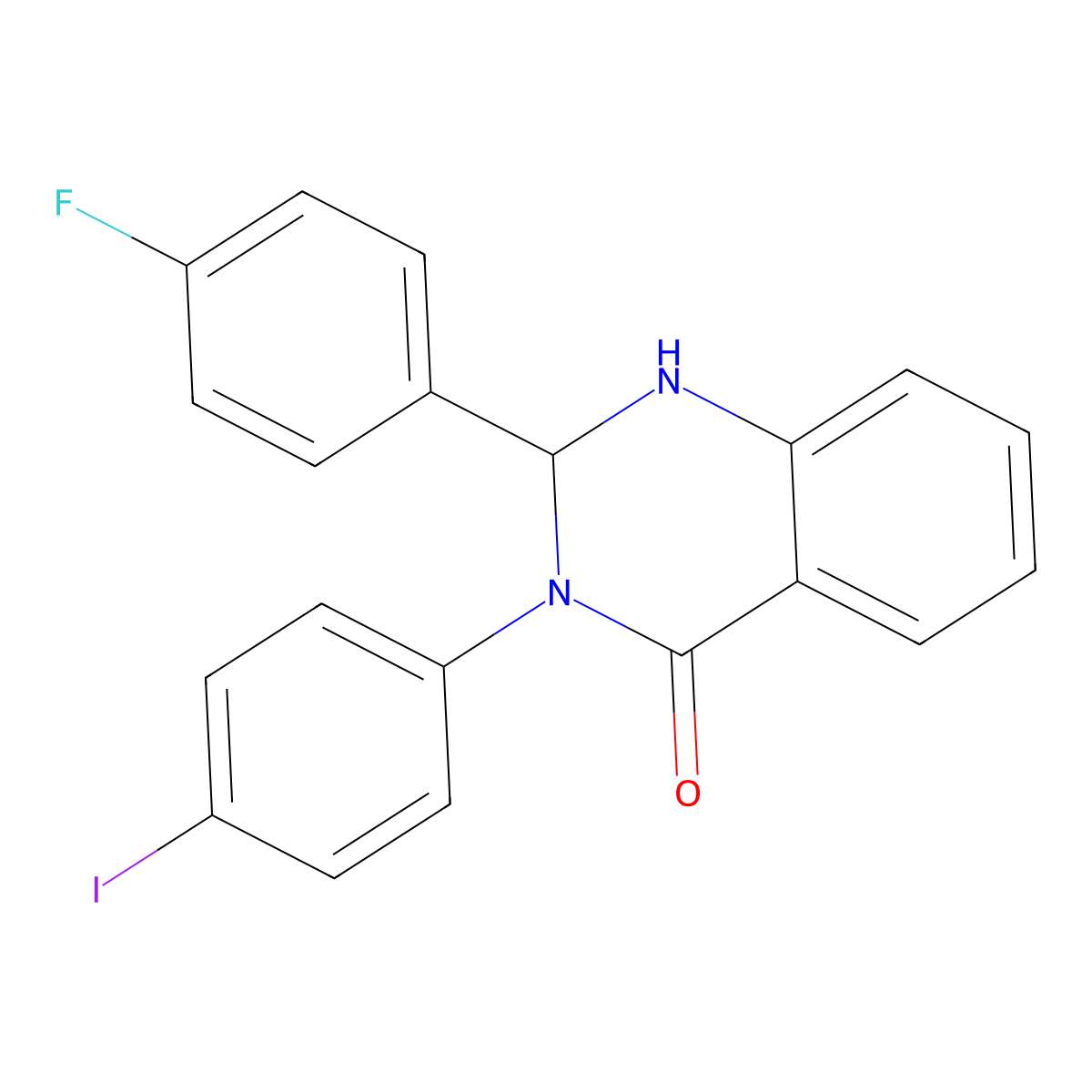 2-(4-Fluorophenyl)-3-(4-iodophenyl)-1,2-dihydroquinazolin-4-one molecular structure, CAS 429620-44-0