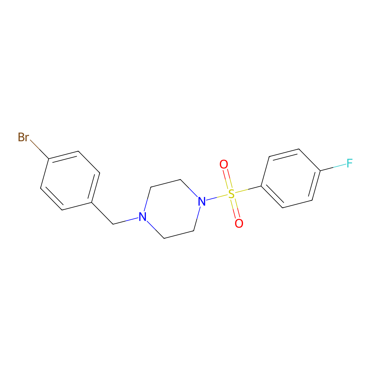 1-(4-Bromobenzyl)-4-[(4-fluorophenyl)sulfonyl]piperazine molecular structure, CAS 429620-53-1
