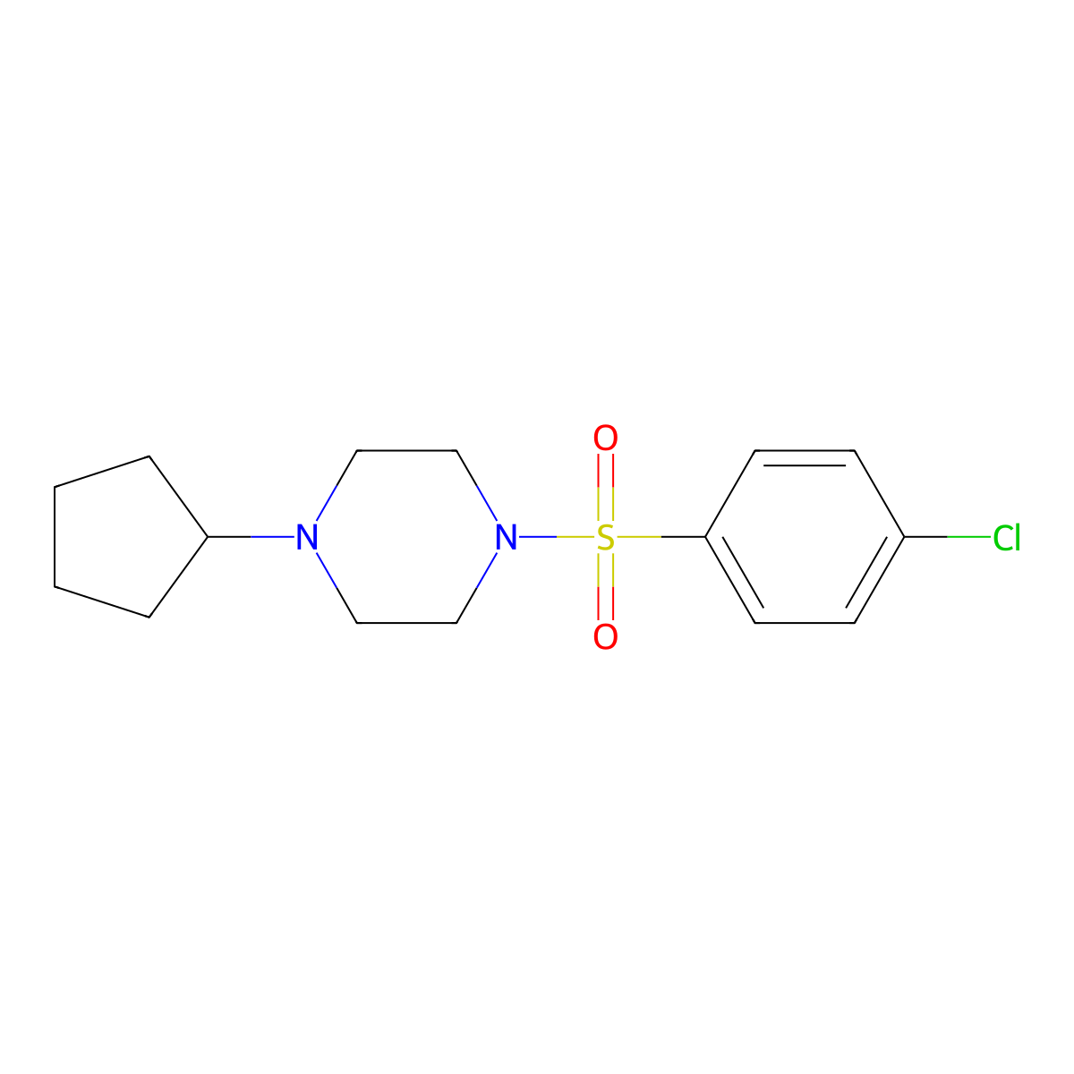 1-[(4-Chlorophenyl)sulfonyl]-4-cyclopentylpiperazine molecular structure, CAS 429620-60-0
