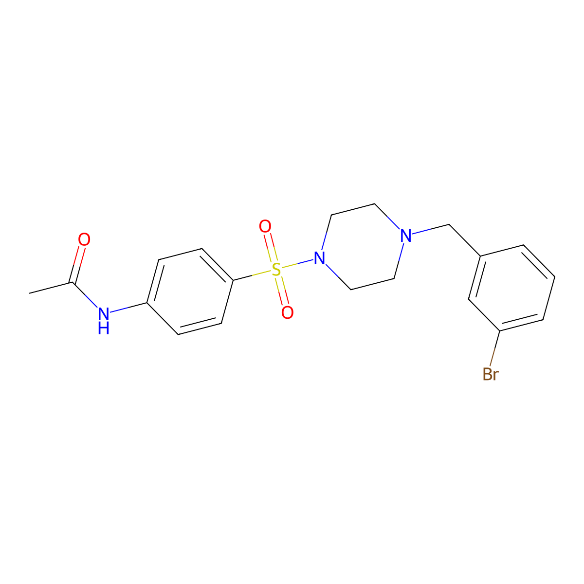 N-[4-[4-[(3-bromophenyl)methyl]piperazin-1-yl]sulfonylphenyl]acetamide molecular structure, CAS 429620-62-2