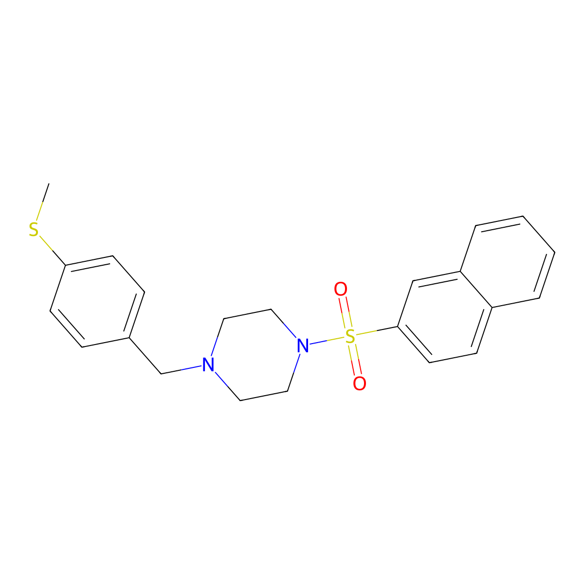 1-[(4-Methylsulfanylphenyl)methyl]-4-naphthalen-2-ylsulfonylpiperazine molecular structure, CAS 429620-76-8