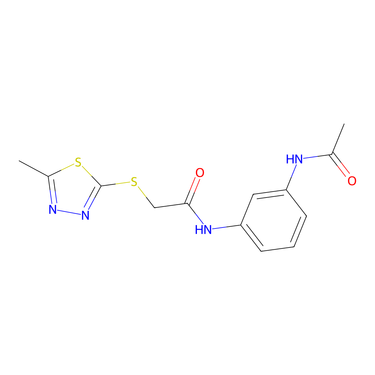 N-(3-acetamidophenyl)-2-[(5-methyl-1,3,4-thiadiazol-2-yl)sulfanyl]acetamide molecular structure, CAS 429620-81-5