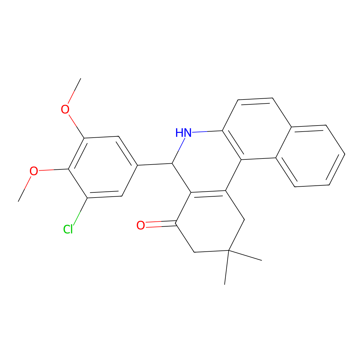 5-(3-Chloro-4,5-dimethoxyphenyl)-2,2-dimethyl-1,3,5,6-tetrahydrobenzo[a]phenanthridin-4-one molecular structure, CAS 429620-82-6