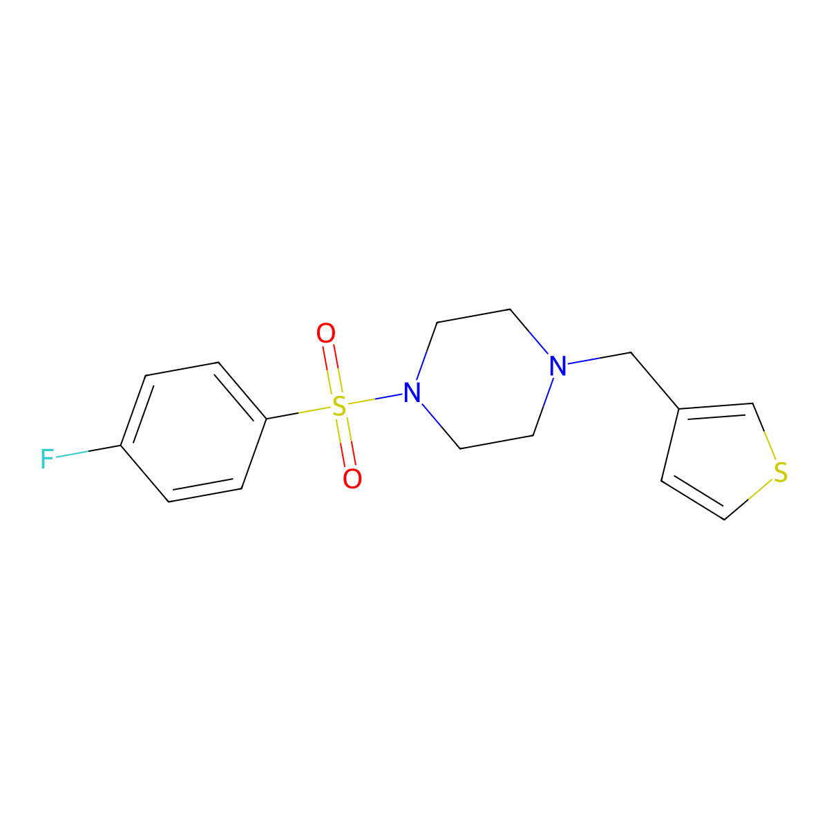 1-(4-Fluorophenyl)sulfonyl-4-(thiophen-3-ylmethyl)piperazine molecular structure, CAS 429620-88-2
