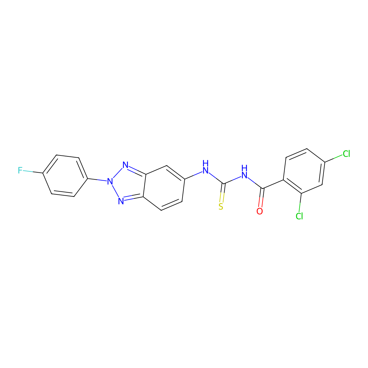 2,4-dichloro-N-[[2-(4-fluorophenyl)benzotriazol-5-yl]carbamothioyl]benzamide molecular structure, CAS 429620-91-7