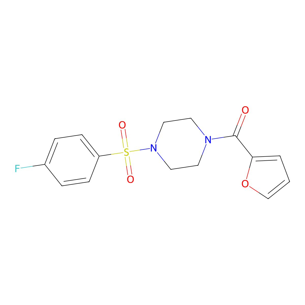 1-[(4-Fluorophenyl)sulfonyl]-4-(2-furoyl)piperazine molecular structure, CAS 429620-94-0