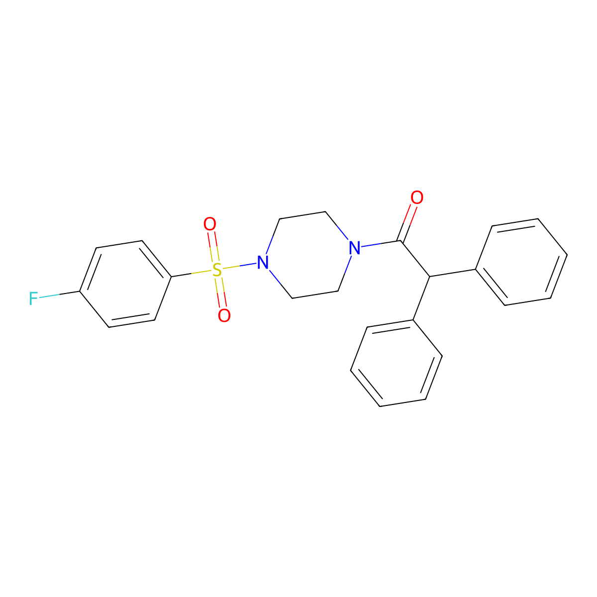1-[4-(4-Fluorophenyl)sulfonylpiperazin-1-yl]-2,2-diphenylethanone molecular structure, CAS 429621-00-1