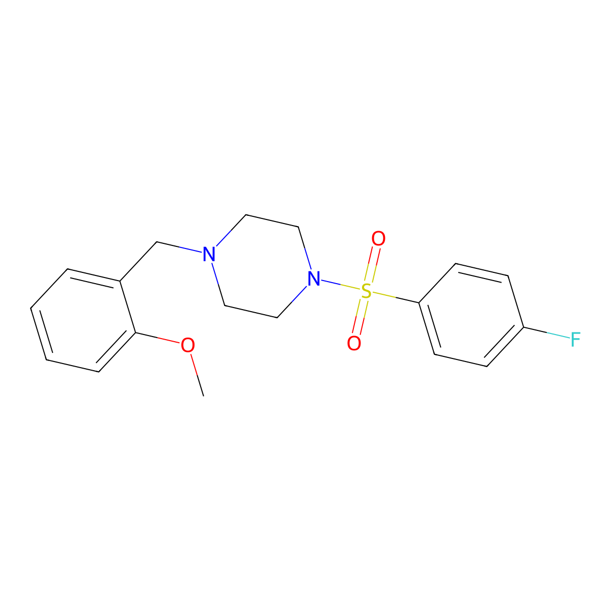 1-[(4-Fluorophenyl)sulfonyl]-4-(2-methoxybenzyl)piperazine molecular structure, CAS 429621-04-5