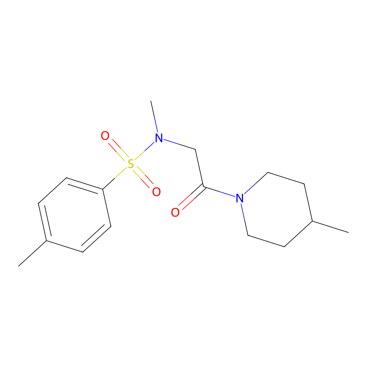 N,4-dimethyl-N-[2-(4-methylpiperidin-1-yl)-2-oxoethyl]benzenesulfonamide molecular structure, CAS 429621-08-9