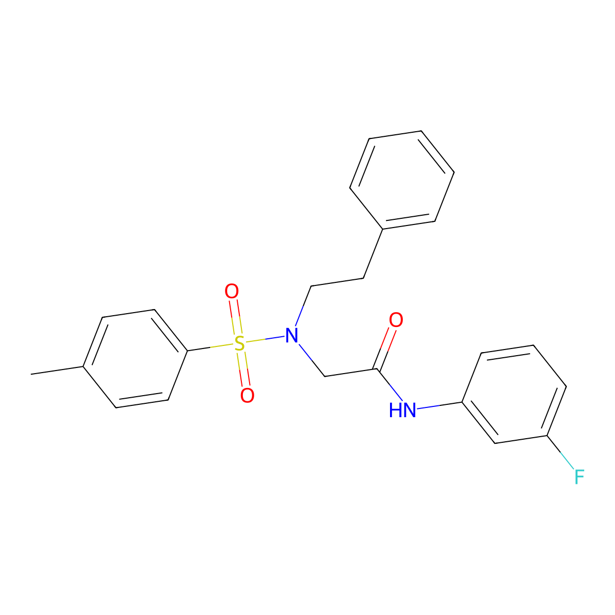 N-(3-fluorophenyl)-N~2~-[(4-methylphenyl)sulfonyl]-N~2~-(2-phenylethyl)glycinamide molecular structure, CAS 429621-18-1