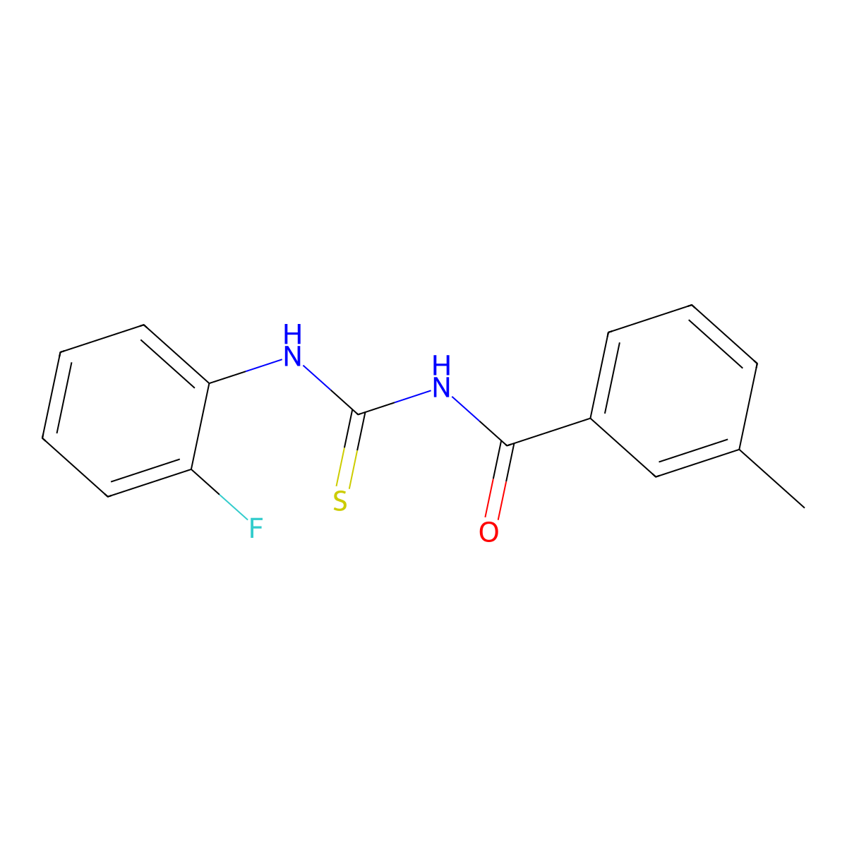 N-[(2-fluorophenyl)carbamothioyl]-3-methylbenzamide molecular structure, CAS 429621-33-0