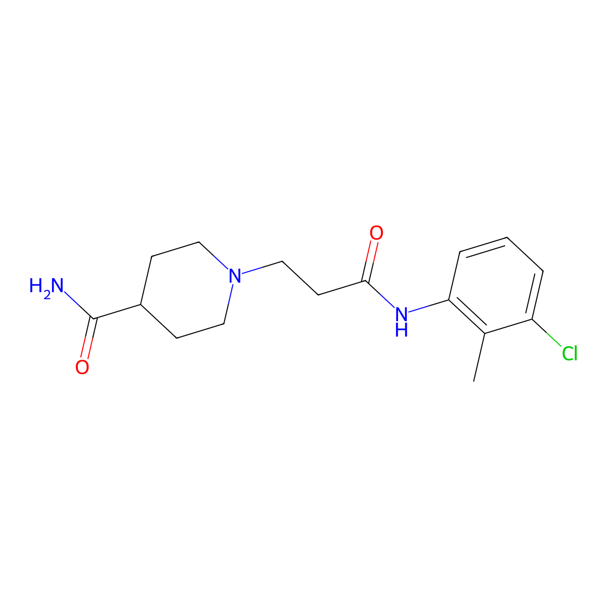 1-[3-(3-Chloro-2-methylanilino)-3-oxopropyl]piperidine-4-carboxamide molecular structure, CAS 429621-36-3