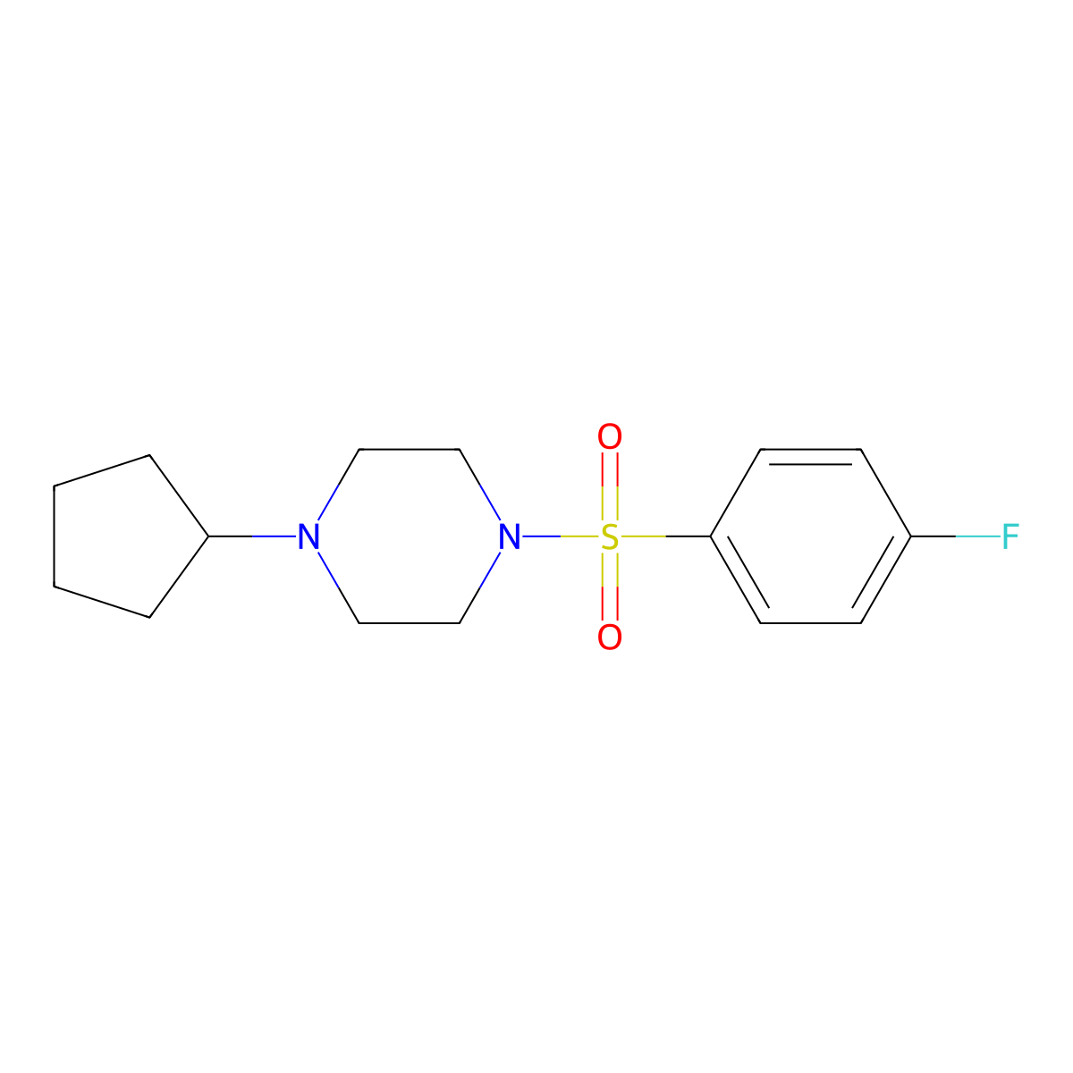 1-Cyclopentyl-4-[(4-fluorophenyl)sulfonyl]piperazine molecular structure, CAS 429621-39-6