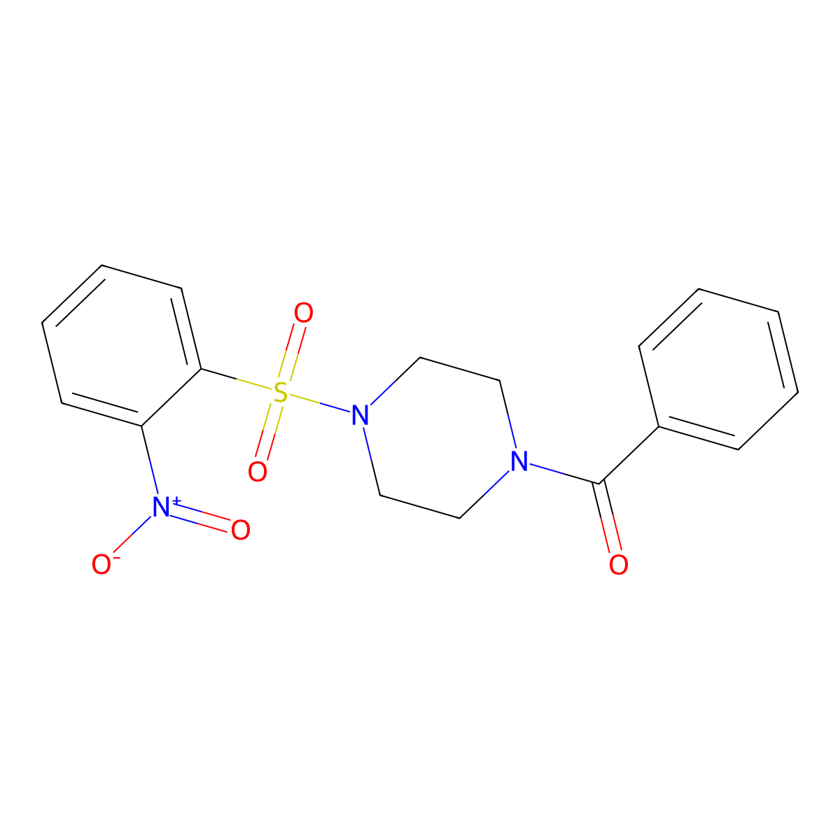 [4-(2-Nitrophenyl)sulfonylpiperazin-1-yl]-phenylmethanone molecular structure, CAS 429621-43-2