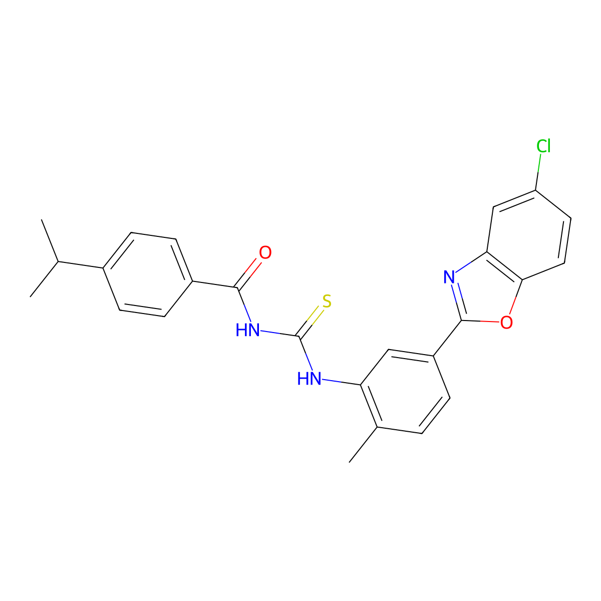 N-[[5-(5-chloro-1,3-benzoxazol-2-yl)-2-methylphenyl]carbamothioyl]-4-propan-2-ylbenzamide molecular structure, CAS 429621-47-6