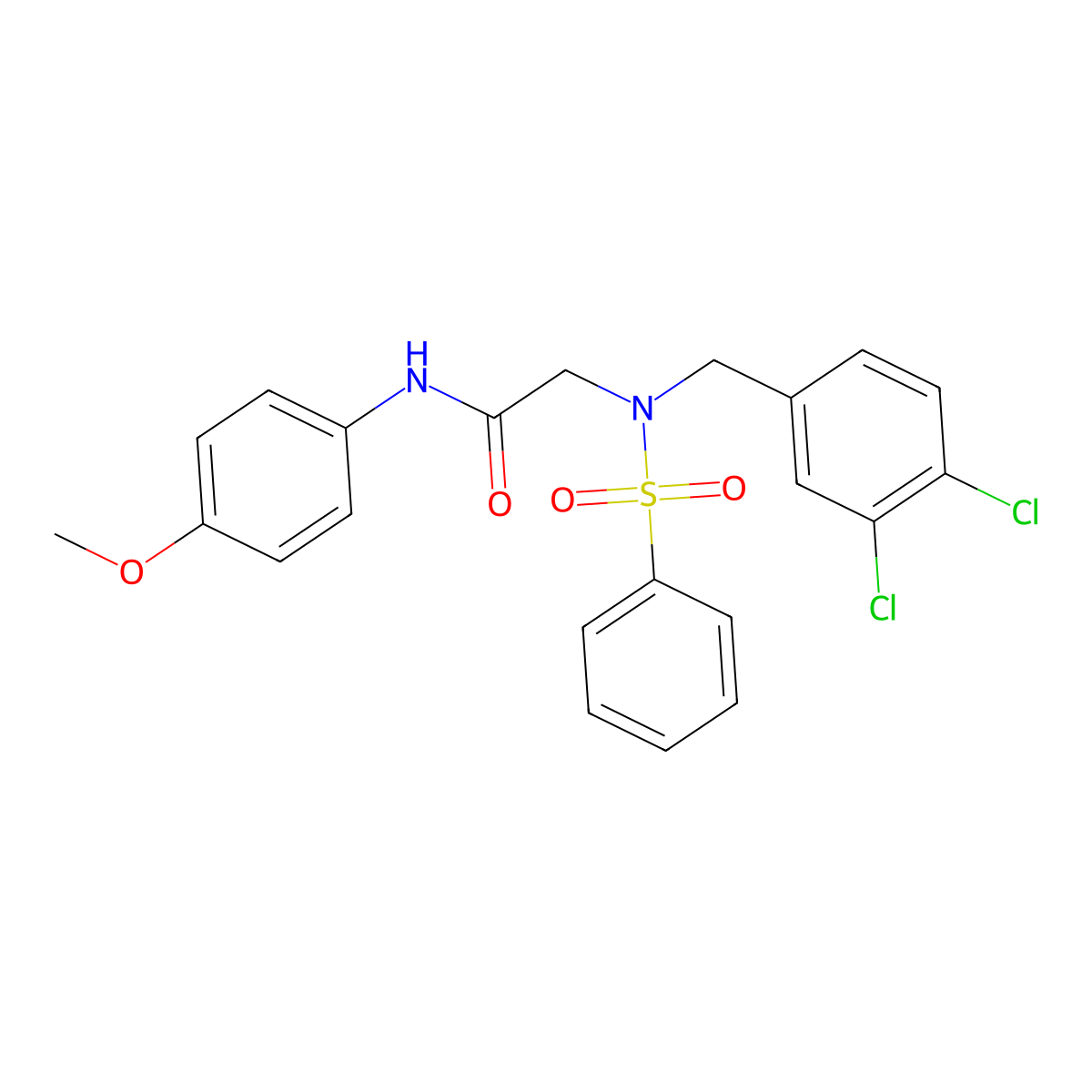 2-[benzenesulfonyl-[(3,4-dichlorophenyl)methyl]amino]-N-(4-methoxyphenyl)acetamide molecular structure, CAS 429621-49-8