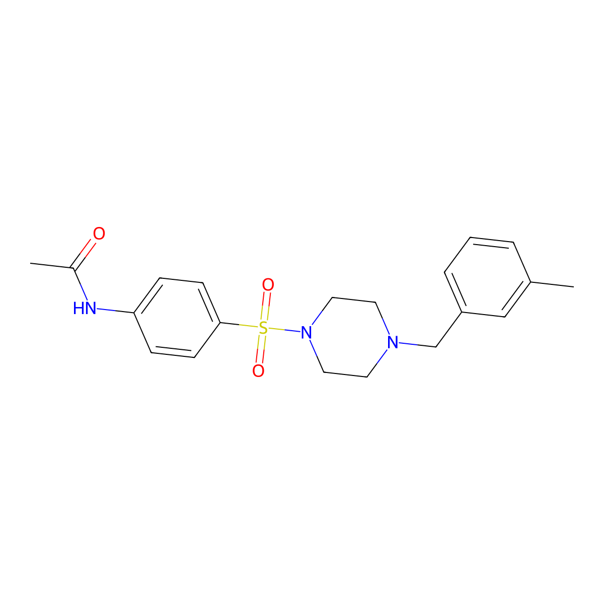 N-[4-[4-[(3-methylphenyl)methyl]piperazin-1-yl]sulfonylphenyl]acetamide molecular structure, CAS 429621-54-5