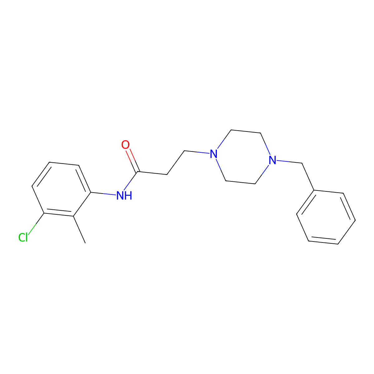 3-(4-benzylpiperazin-1-yl)-N-(3-chloro-2-methylphenyl)propanamide molecular structure, CAS 429621-70-5