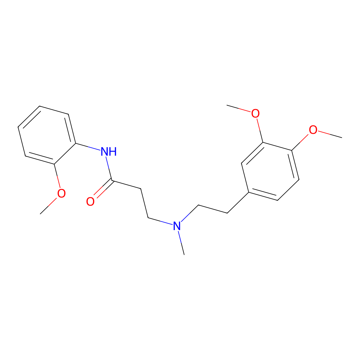 3-[2-(3,4-dimethoxyphenyl)ethyl-methylamino]-N-(2-methoxyphenyl)propanamide molecular structure, CAS 429621-81-8