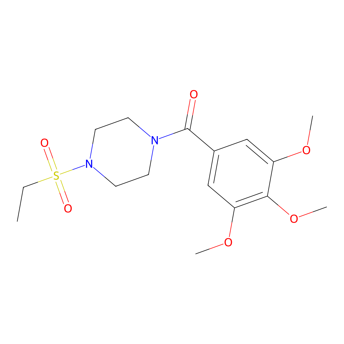 (4-Ethylsulfonylpiperazin-1-yl)-(3,4,5-trimethoxyphenyl)methanone molecular structure, CAS 429621-83-0