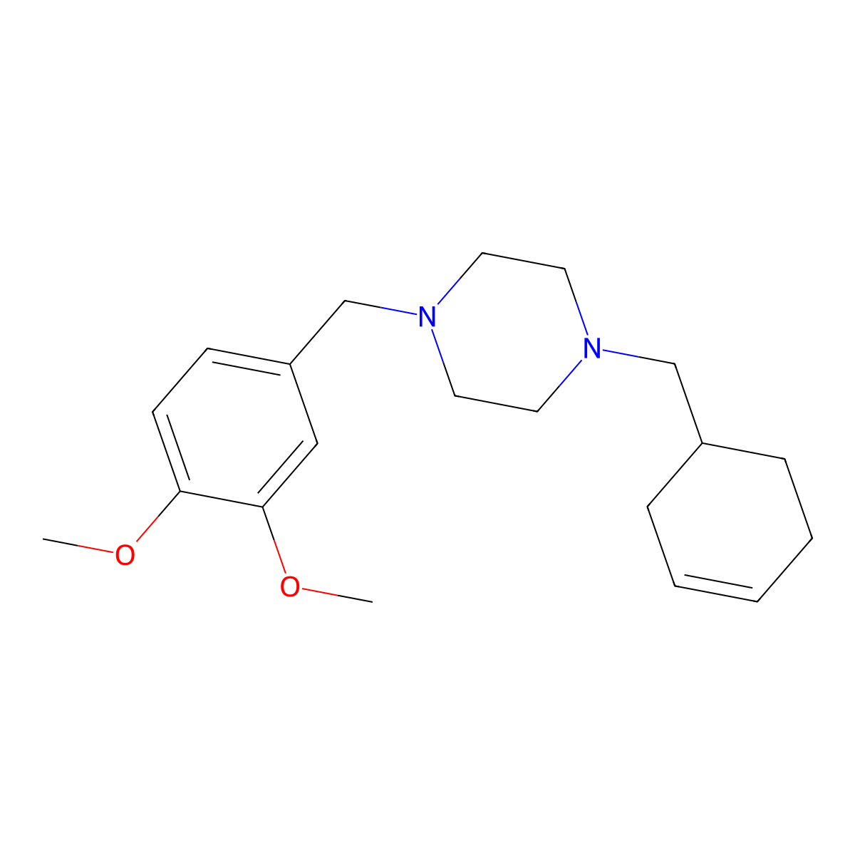 1-(Cyclohex-3-en-1-ylmethyl)-4-(3,4-dimethoxybenzyl)piperazine molecular structure, CAS 429621-91-0