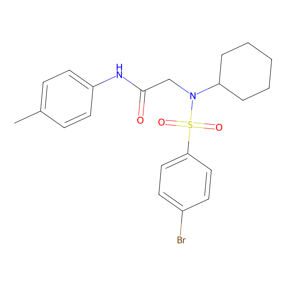 2-[(4-bromophenyl)sulfonyl-cyclohexylamino]-N-(4-methylphenyl)acetamide molecular structure, CAS 429622-07-1