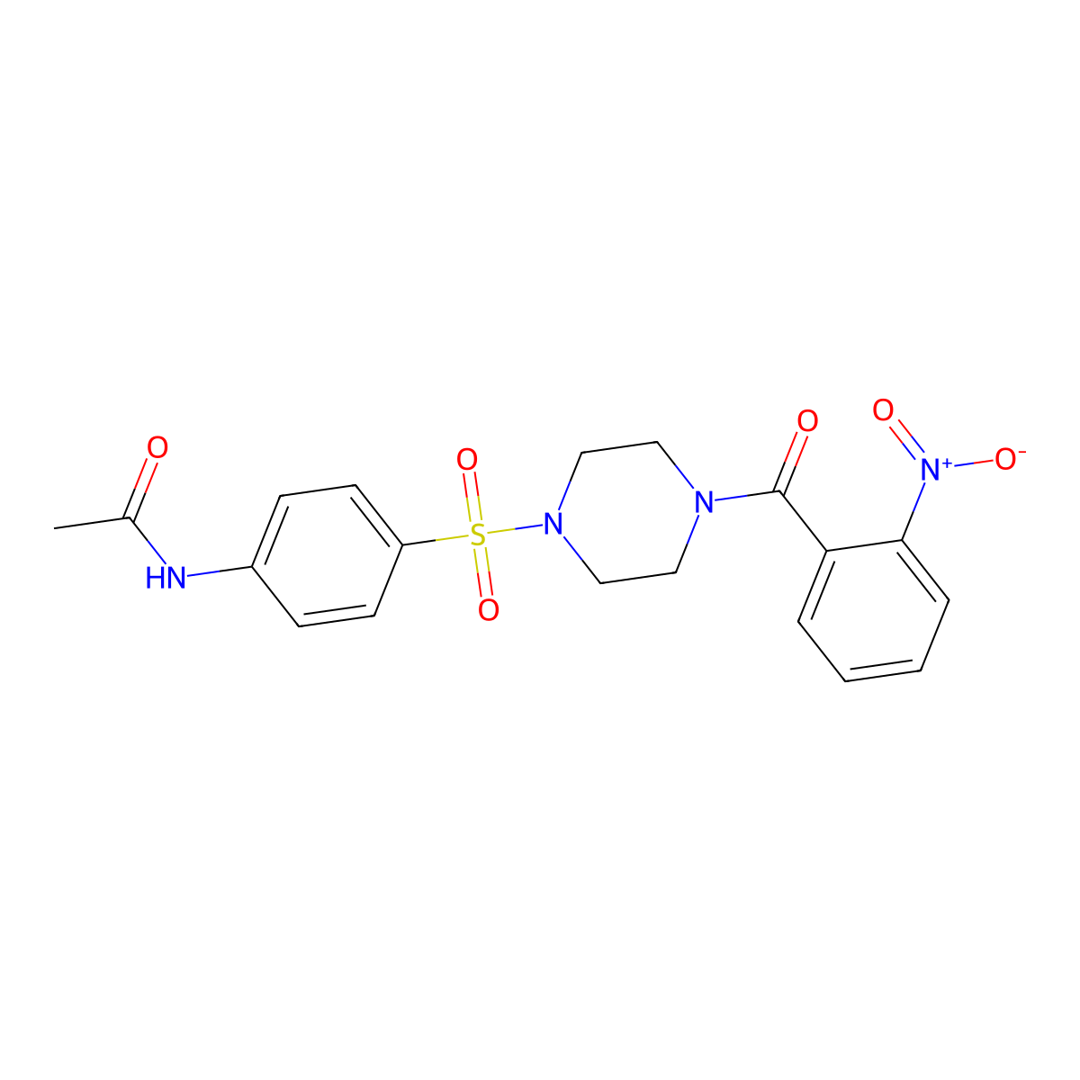 N-[4-[4-(2-nitrobenzoyl)piperazin-1-yl]sulfonylphenyl]acetamide molecular structure, CAS 429622-13-9