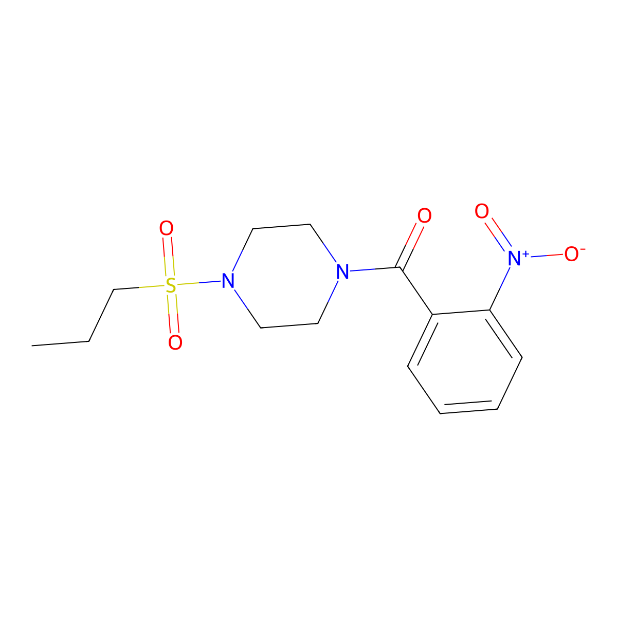 (2-Nitrophenyl)-(4-propylsulfonylpiperazin-1-yl)methanone molecular structure, CAS 429622-14-0