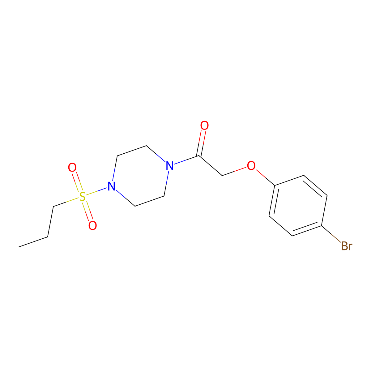 2-(4-Bromophenoxy)-1-(4-propylsulfonylpiperazin-1-yl)ethanone molecular structure, CAS 429622-16-2