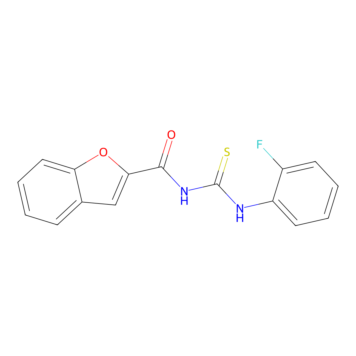 N-[(2-fluorophenyl)carbamothioyl]-1-benzofuran-2-carboxamide molecular structure, CAS 429622-38-8