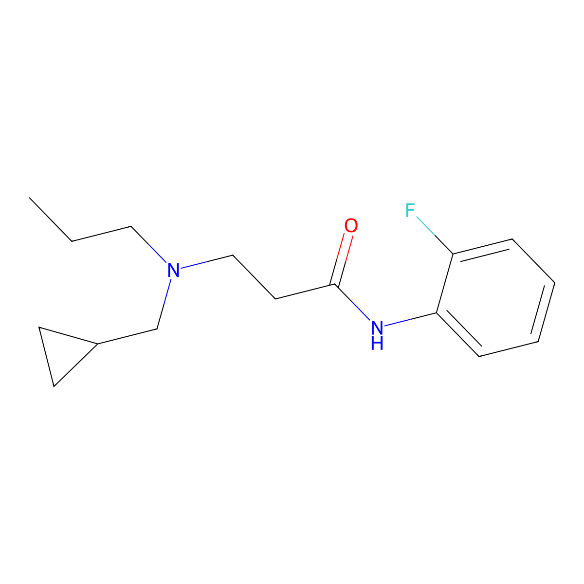 3-[cyclopropylmethyl(propyl)amino]-N-(2-fluorophenyl)propanamide molecular structure, CAS 429622-42-4