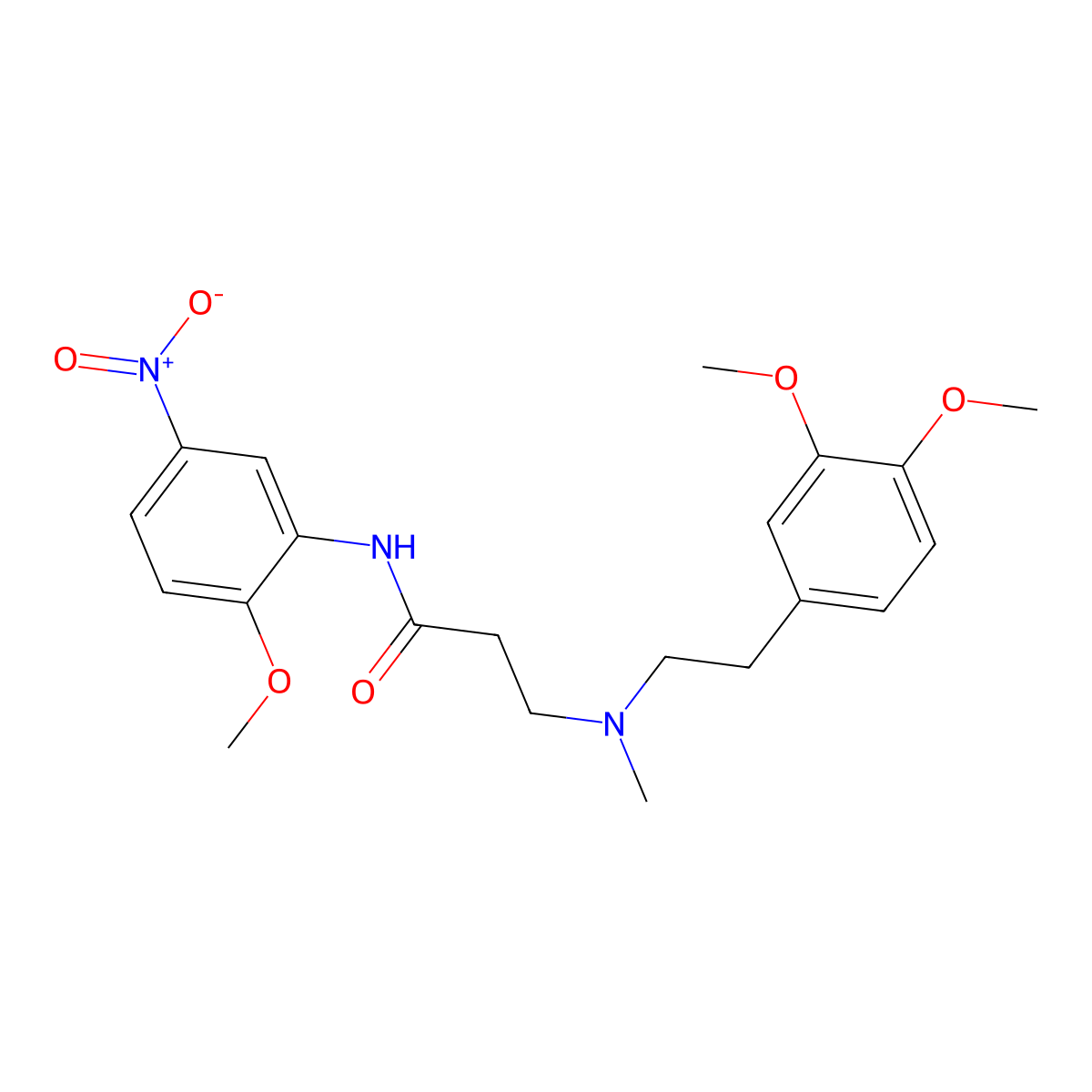 3-[2-(3,4-dimethoxyphenyl)ethyl-methylamino]-N-(2-methoxy-5-nitrophenyl)propanamide molecular structure, CAS 429622-47-9