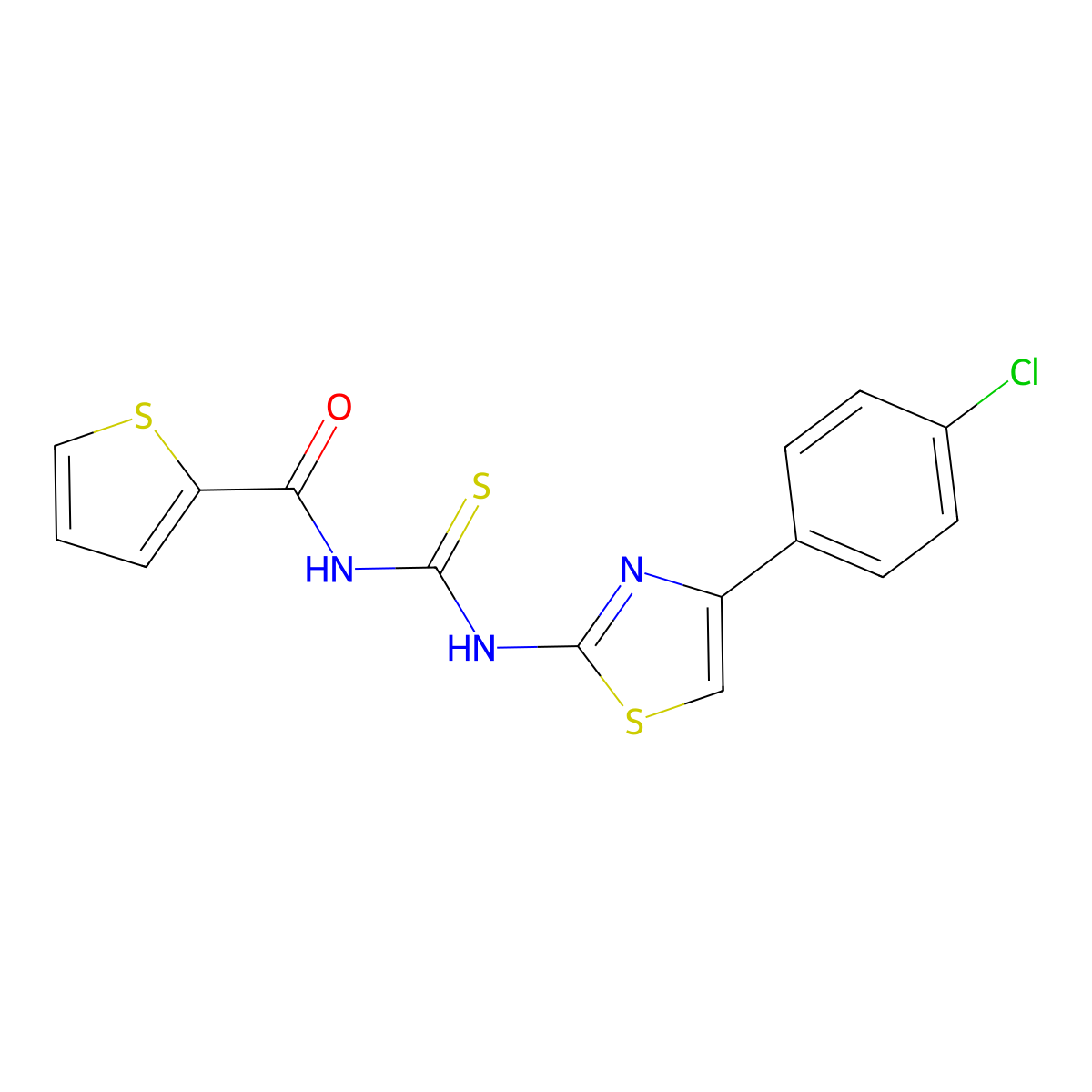 N-[[4-(4-chlorophenyl)-1,3-thiazol-2-yl]carbamothioyl]thiophene-2-carboxamide molecular structure, CAS 429622-54-8