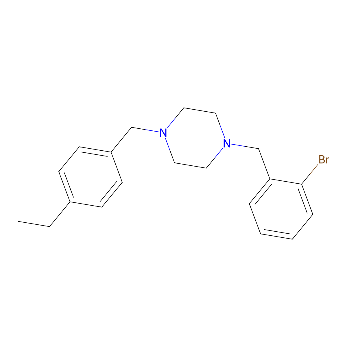 1-[(2-Bromophenyl)methyl]-4-[(4-ethylphenyl)methyl]piperazine molecular structure, CAS 429622-56-0